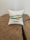 Bracelet corde fine & Tortue Dorée