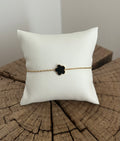 Bracelet Doré & Fleur Noire – Acier Inoxydable