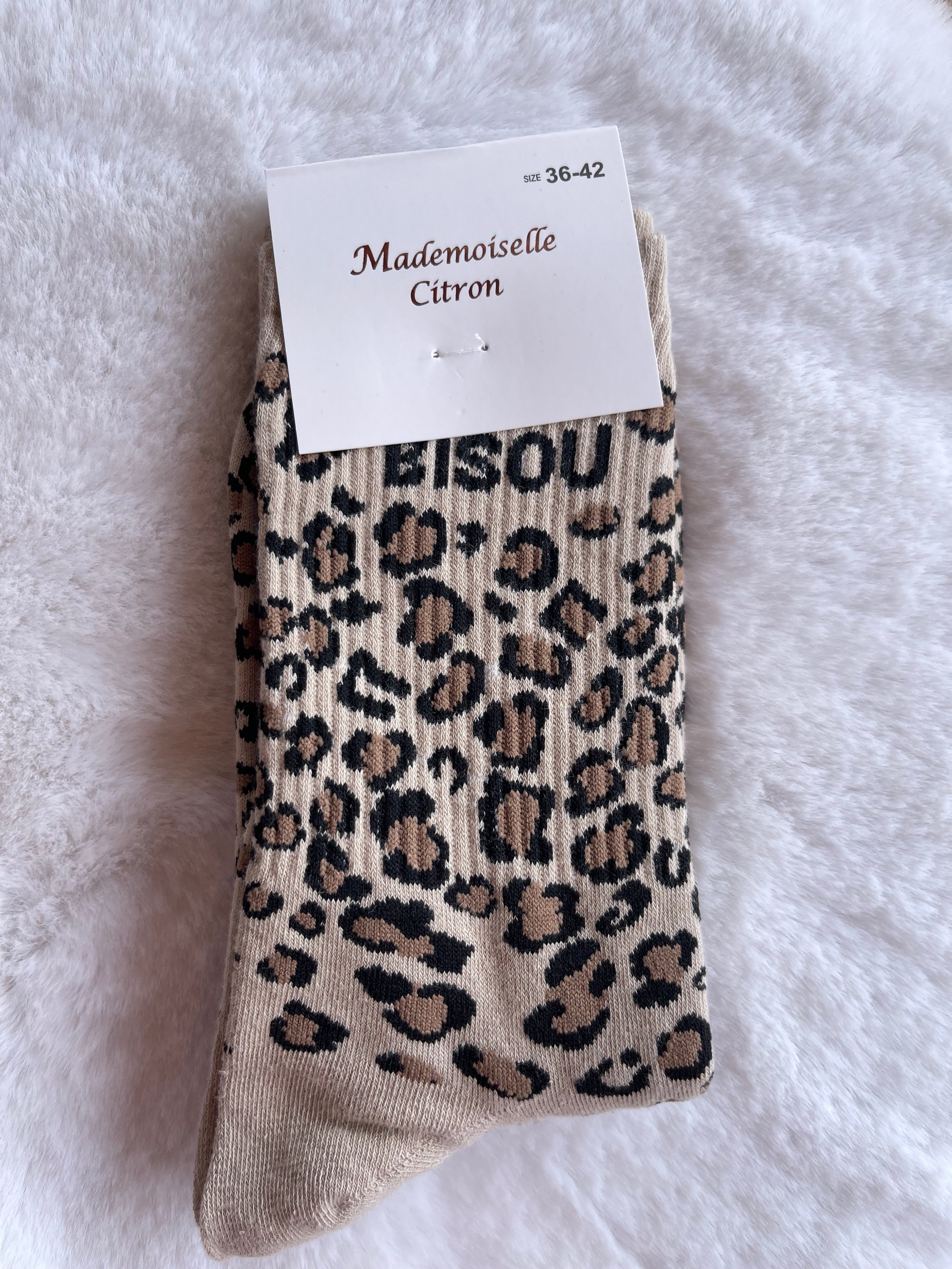 Chaussettes Léopard "Bisou" – Mademoiselle Citron