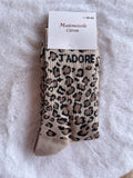 Chaussettes Léopard "J'adore" Beige Clair – Mademoiselle Citron