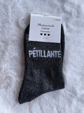 Chaussettes "Pétillante" Noir Pailleté Argenté – Mademoiselle Citron