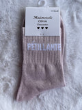 Chaussettes "Pétillante" Rose Nude Pailleté – Mademoiselle Citron