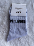 Chaussettes "Pétillante" Gris Clair Pailleté – Mademoiselle Citron
