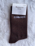 Chaussettes "Connasse" Marron Chocolat Pailleté – Mademoiselle Citron