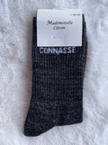 Chaussettes "Connasse" Noir Multicolore Pailleté – Mademoiselle Citron