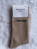 Chaussettes "Connasse" Beige Doré Pailleté – Mademoiselle Citron