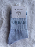 Chaussettes "Connasse" Bleu Ciel Pailleté – Mademoiselle Citron
