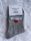 Chaussettes "Maman" Gris Argenté Pailleté – Mademoiselle Citron