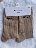 Chaussettes "Beauté Fatale" Dorées – Mademoiselle Citron