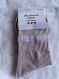 Chaussettes "Bouffonne" Rose Nude Pailleté – Mademoiselle Citron