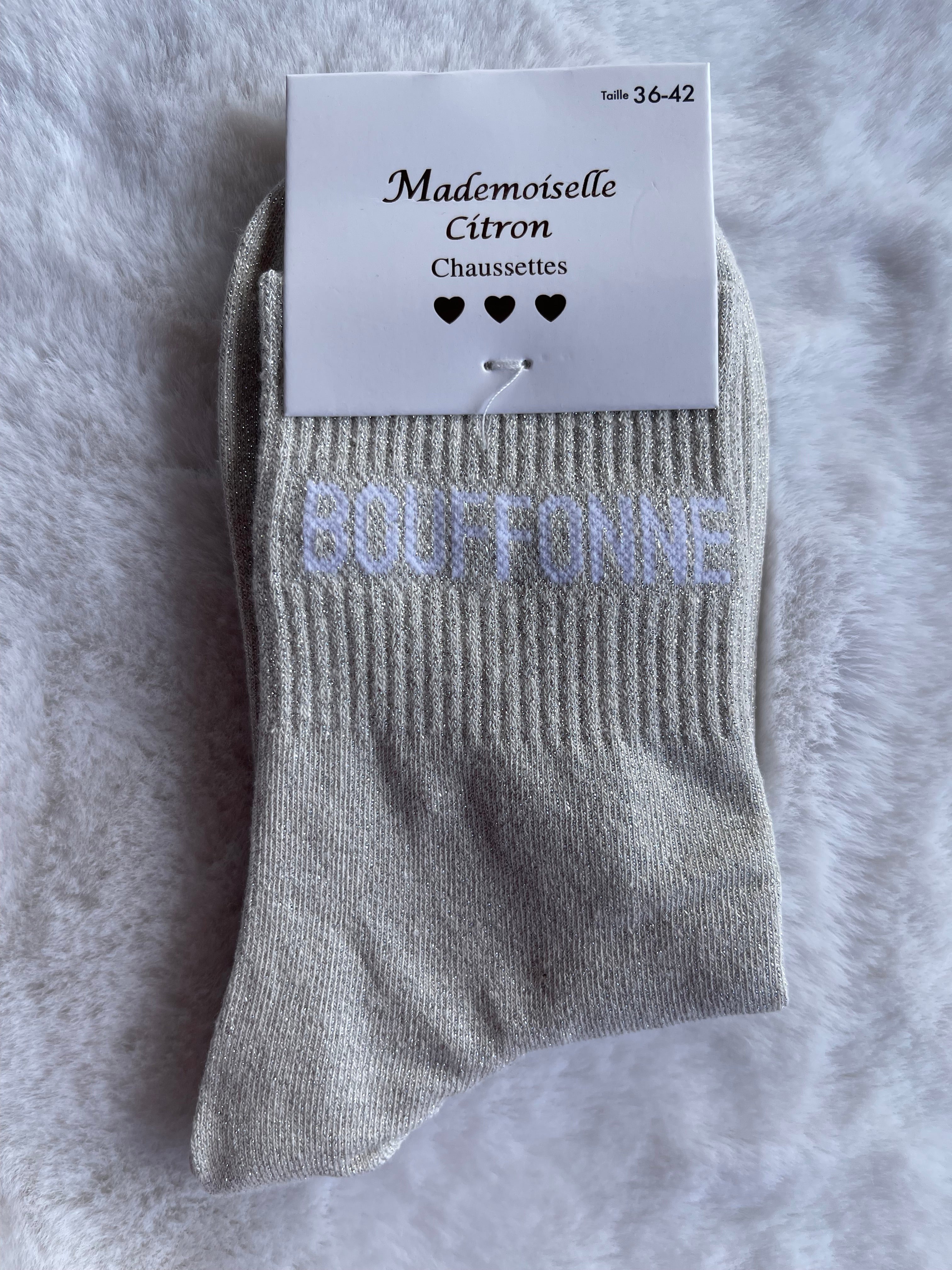 Chaussettes "Bouffonne" Doré Très Clair Pailleté – Mademoiselle Citron