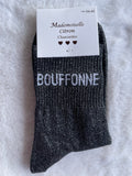 Chaussettes "Bouffonne" Noir Pailleté Argenté – Mademoiselle Citron