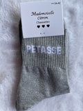 Chaussettes "Pétasse" Gris Argenté Pailleté – Mademoiselle Citron
