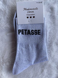 Chaussettes "Pétasse" Gris Clair Pailleté – Mademoiselle Citron