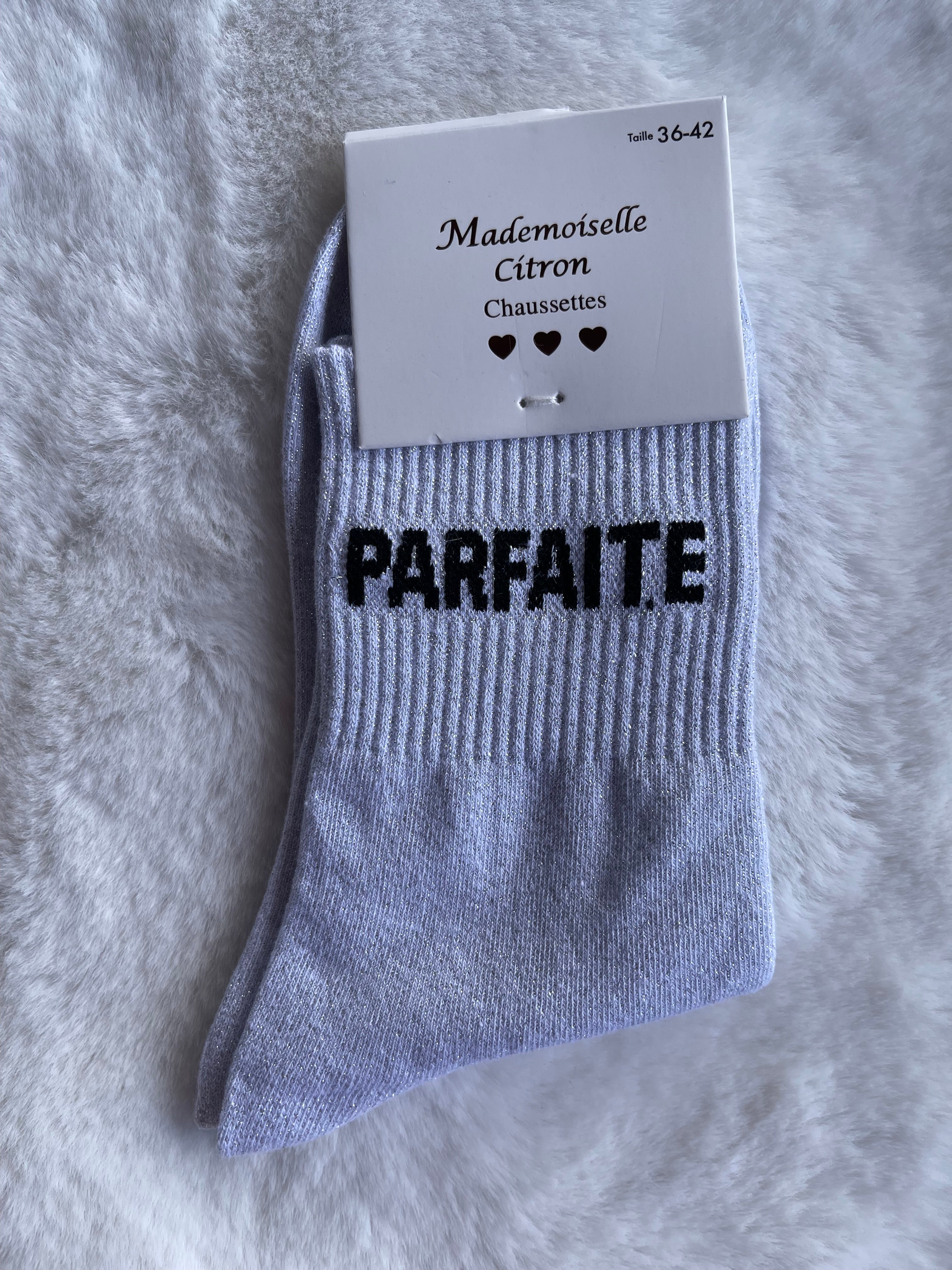 Chaussettes "Parfaite" Gris Argenté Pailleté – Mademoiselle Citron