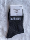 Chaussettes "Parfaite" Noir Pailleté Argenté – Mademoiselle Citron