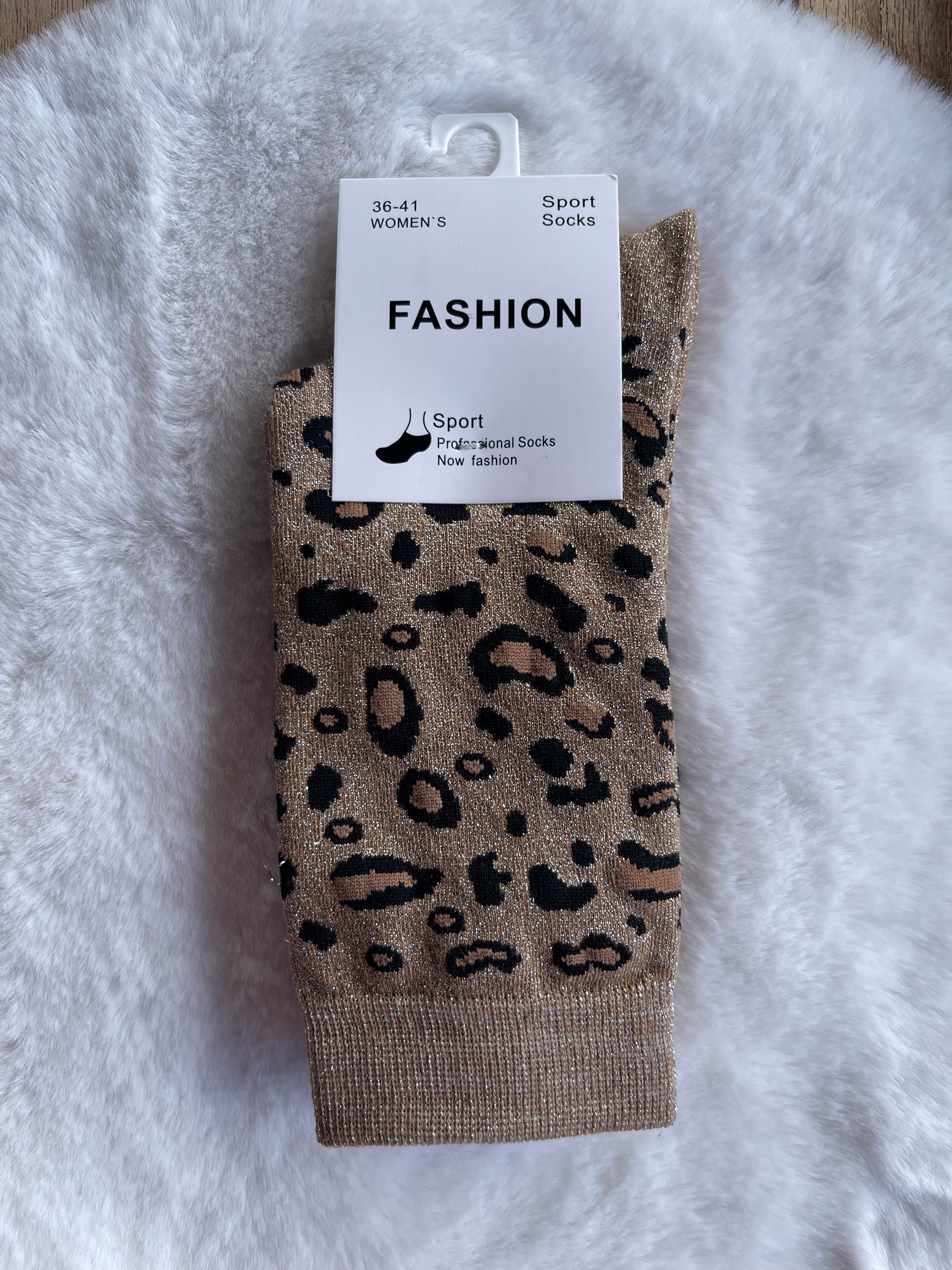 Chaussettes Léopard Doré Pailleté – Fashion Sport Socks