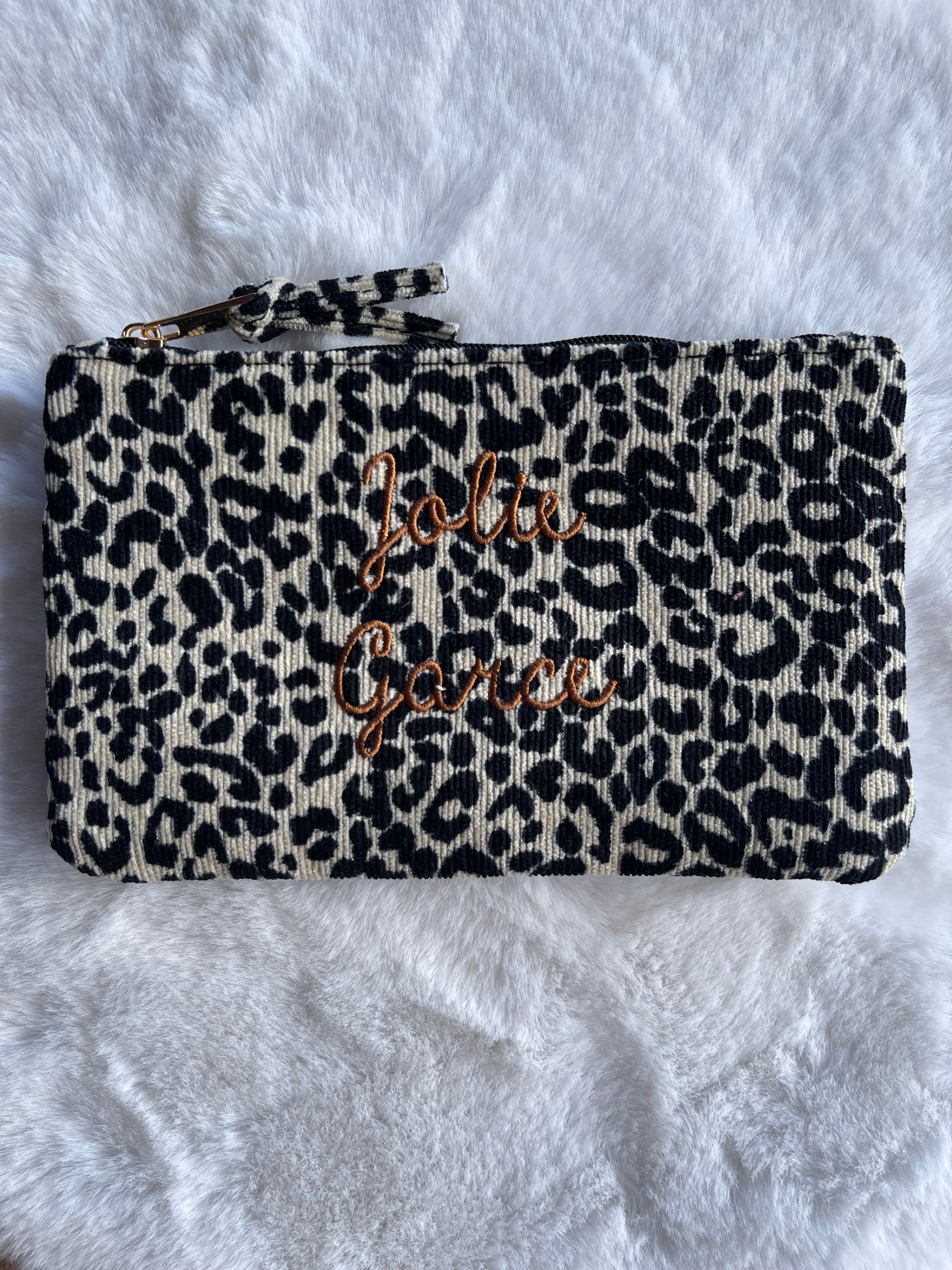 Trousse « Jolie Garce » 🐆 – Velours Côtelé Léopard