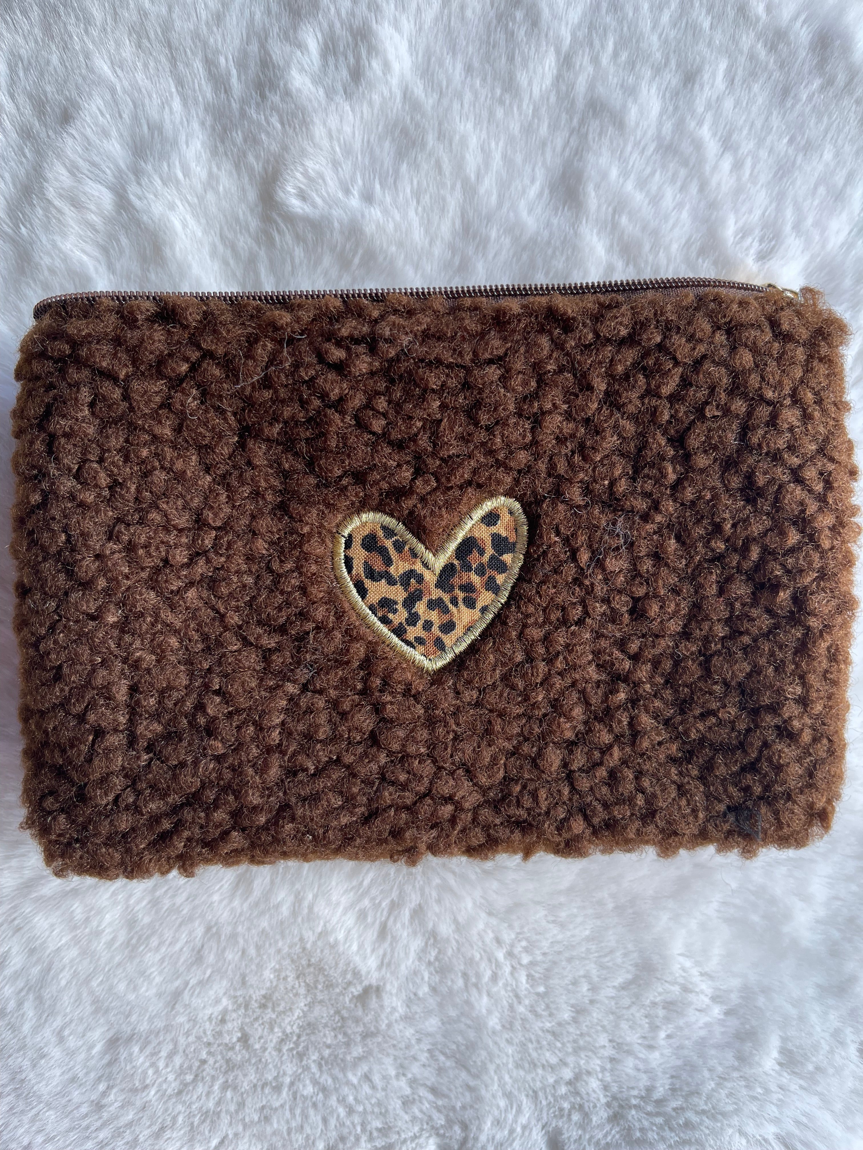 Trousse Teddy Cœur Léopard – Chocolat