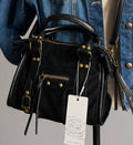 Sac à Main Style Rock Y2K 🔖 – Suédine Noire & Bronze Antique