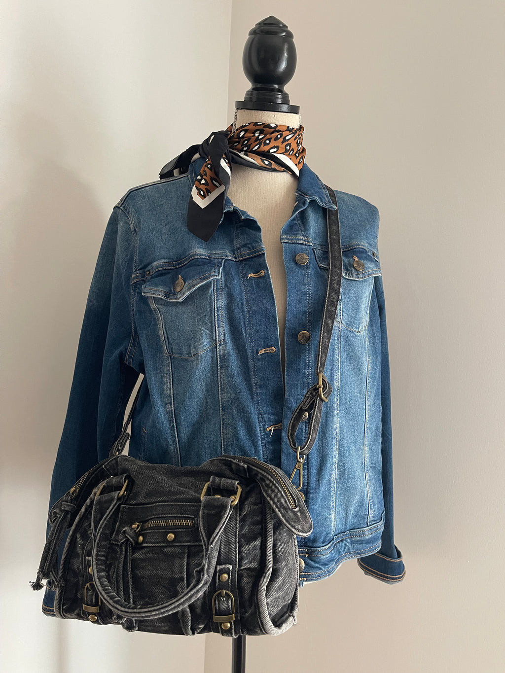 Sac à Main Jean Délavé Y2K 👖 – Noir & Bronze Antique