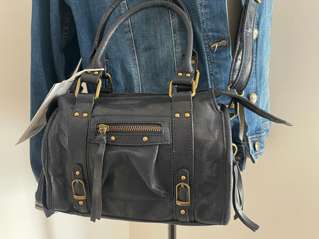 Mini Bowling Bag Vintage Rock 🤘 – Bleu Navy & Bronze Antique