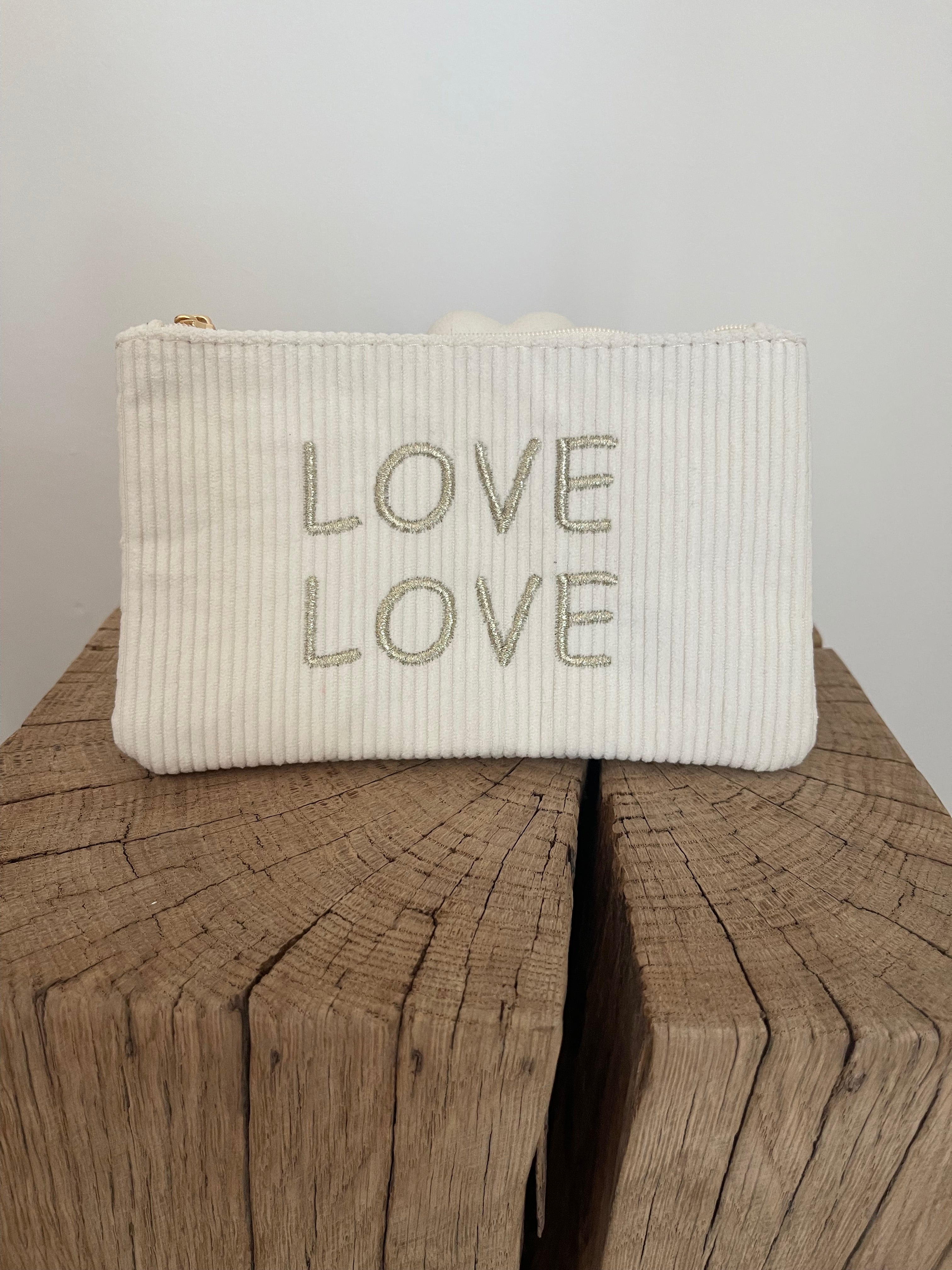 Trousse LOVE LOVE – Velours Côtelé Crème