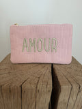 Trousse AMOUR – Velours Côtelé Rose Poudré