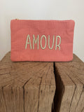 Trousse AMOUR – Velours Côtelé Corail