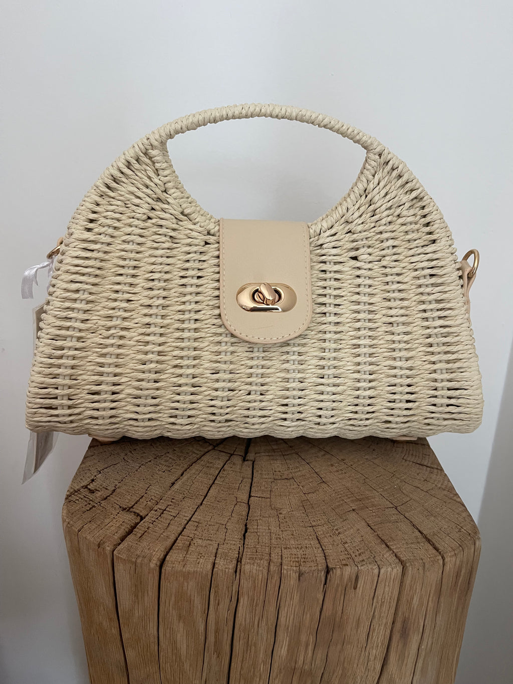 Sac Rotin Tressé 🌿 – Port Main & Bandoulière – Crème