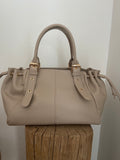 Sac à Main Similicuir Grainé ✨ – Taupe & Doré