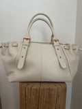 Sac à Main Similicuir Grainé ✨ – Crème & Doré
