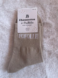Chaussettes à Paillettes ✨ – "FOFOLLE" Doré Champagne