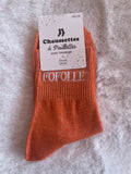 Chaussettes à Paillettes ✨ – "FOFOLLE" Orange Cuivré