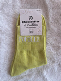 Chaussettes à Paillettes ✨ – "FOFOLLE" Vert Anis