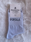 Chaussettes à Paillettes ✨ – "FOFOLLE" Blanc Pailleté Argenté