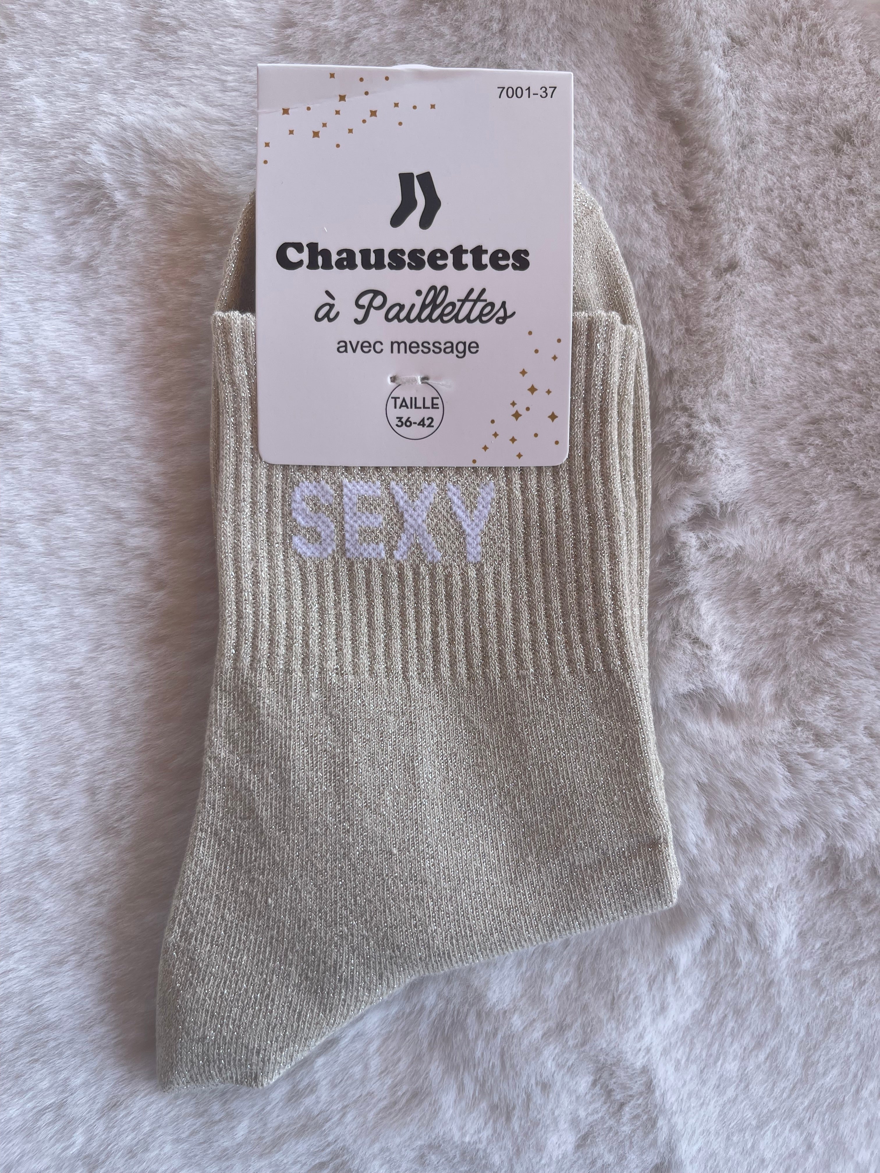 Chaussettes à Paillettes ✨ – "SEXY" Doré Champagne