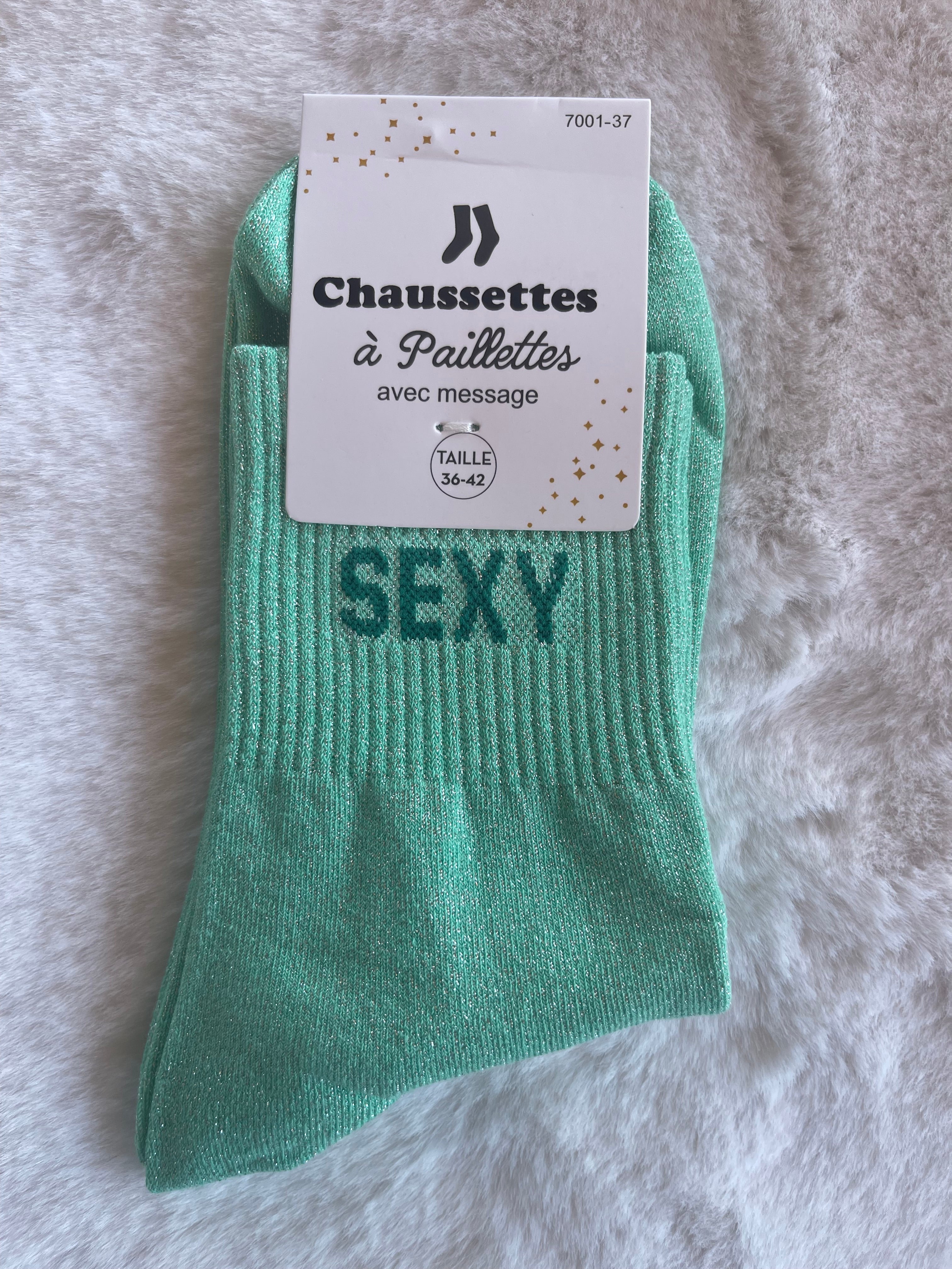 Chaussettes à Paillettes ✨ – "SEXY" Vert Menthe