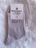 Chaussettes à Paillettes ✨ – "SEXY"  Lilas Argenté