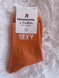 Chaussettes à Paillettes ✨ – "SEXY" Orange Cuivré