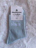 Chaussettes à Paillettes ✨ – "ZÉRO DÉFAUT" Bleu Ciel