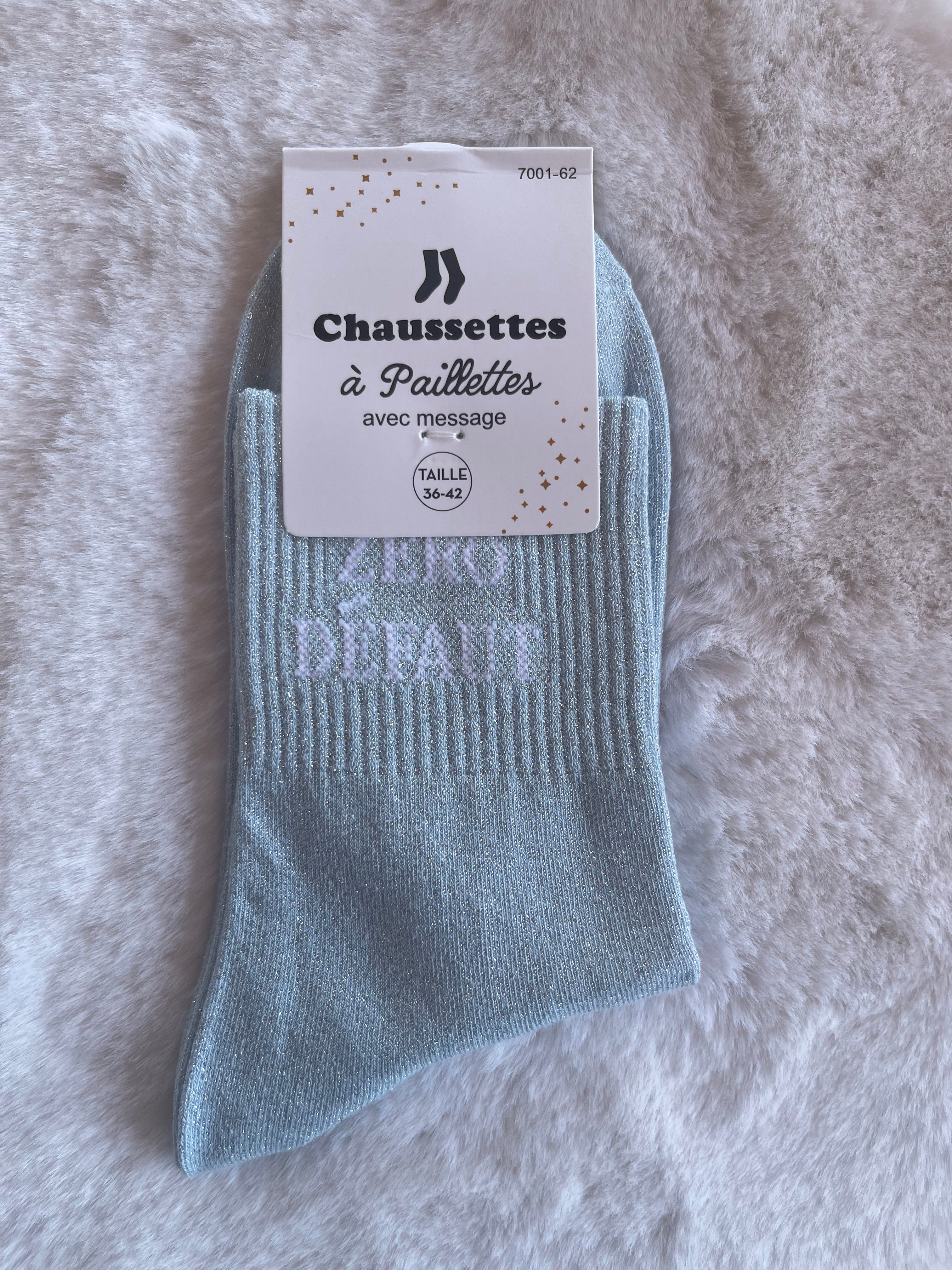 Chaussettes à Paillettes ✨ – "ZÉRO DÉFAUT" Bleu Ciel