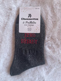 Chaussettes à Paillettes ✨ – "ZÉRO DÉFAUT" Noir Pailleté Argenté