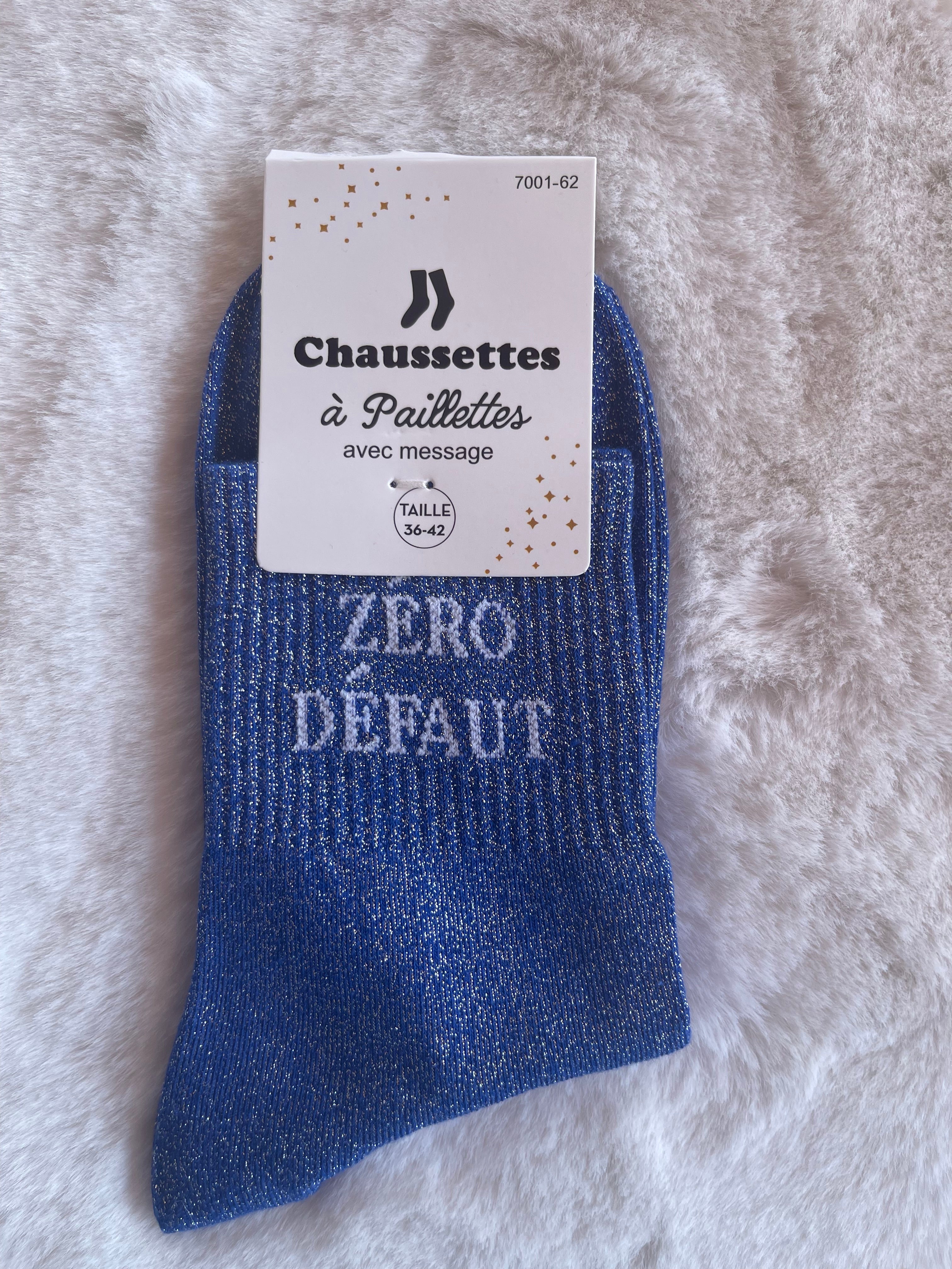 Chaussettes à Paillettes ✨ – "ZÉRO DÉFAUT" Bleu Roi