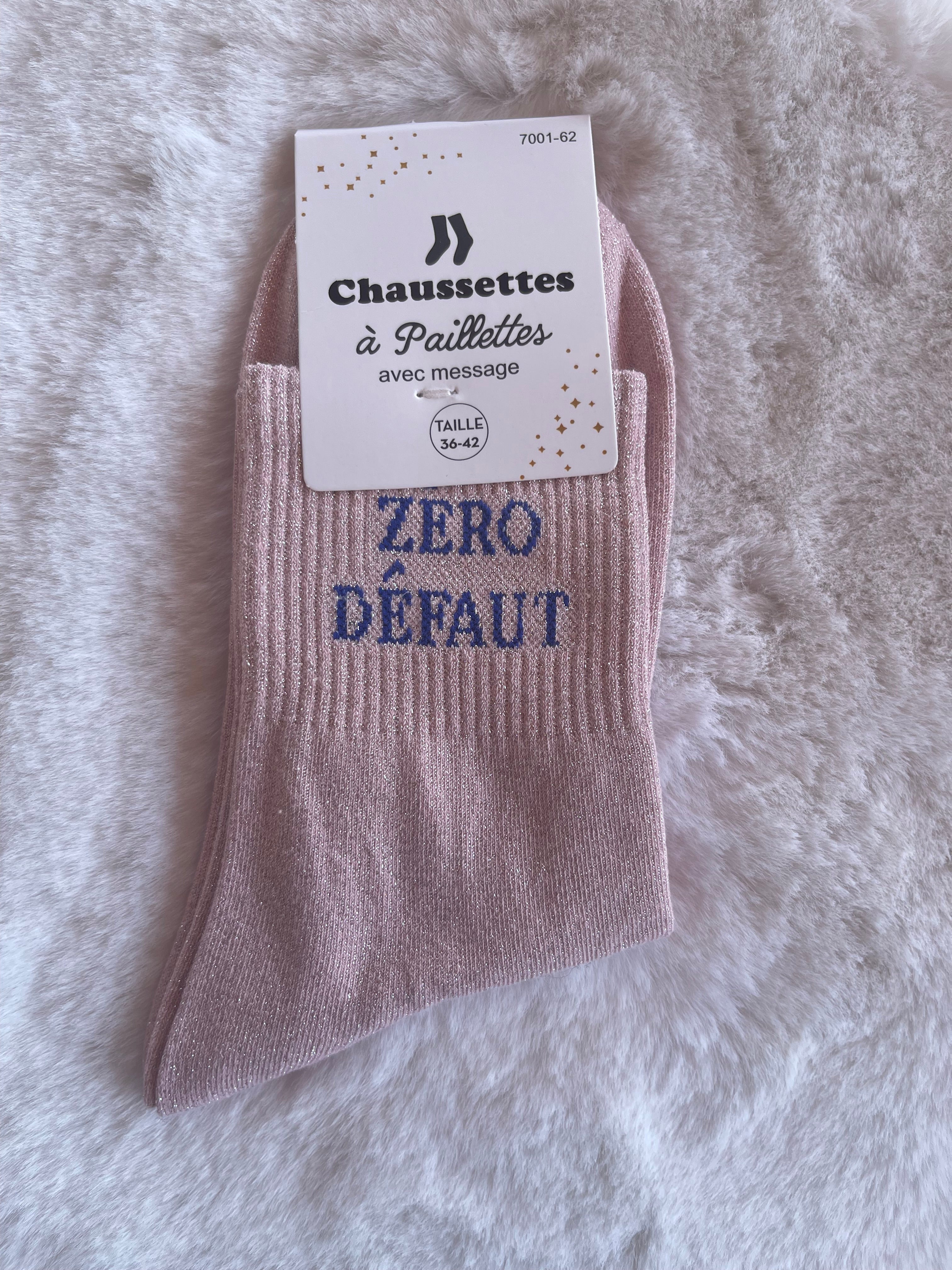 Chaussettes à Paillettes ✨ – "ZÉRO DÉFAUT" Rose Nude Pailleté