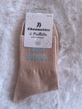 Chaussettes à Paillettes ✨ – "ZÉRO DÉFAUT" Beige Doré