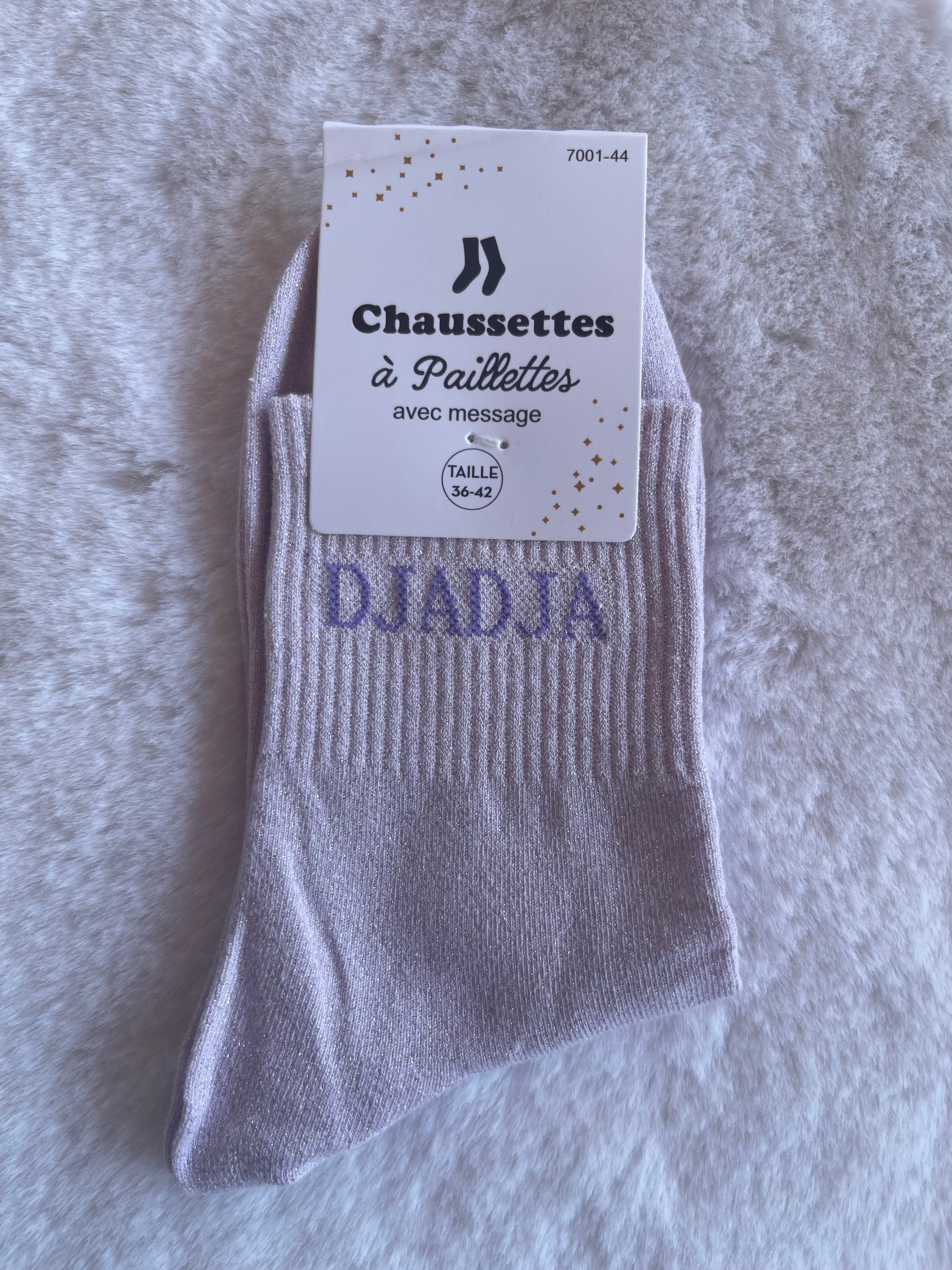 Chaussettes à Paillettes "Djadja" - Gris Argenté