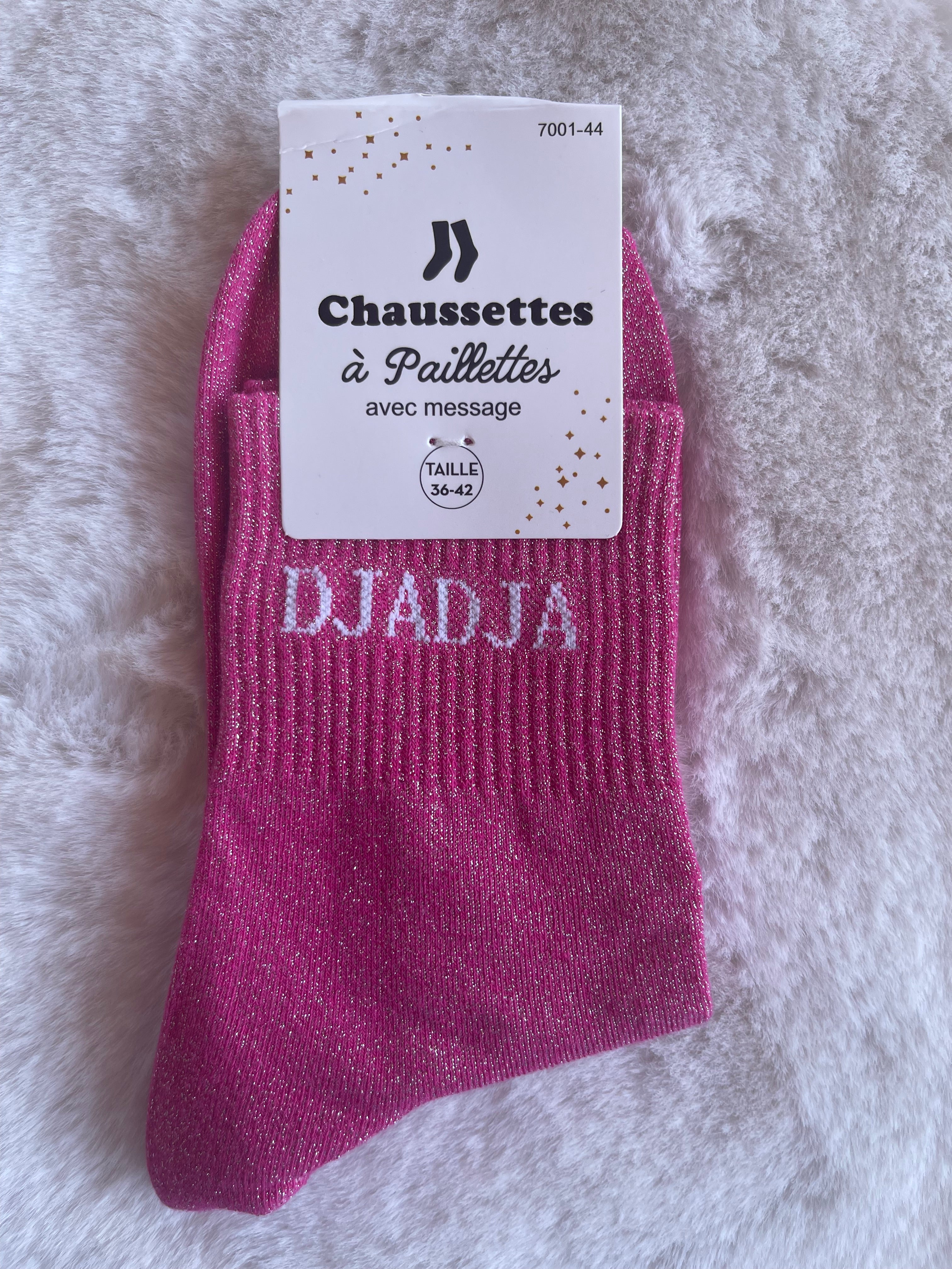 Chaussettes à Paillettes "Djadja" - Rose Fuchsia