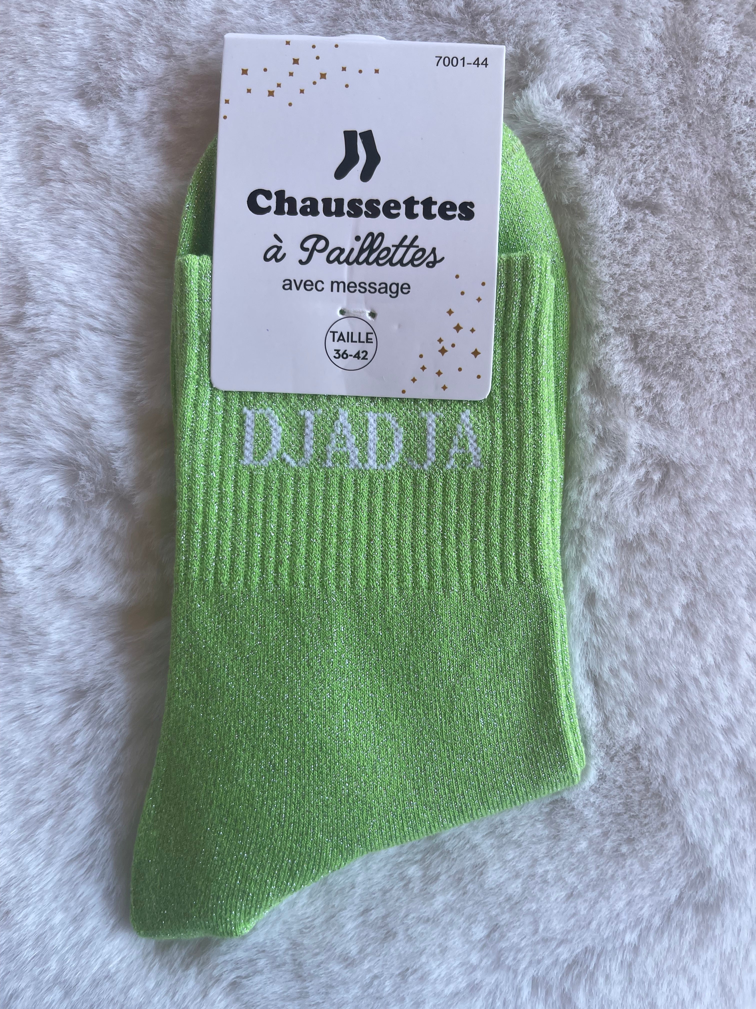 Chaussettes à Paillettes "Djadja" - Vert Anis