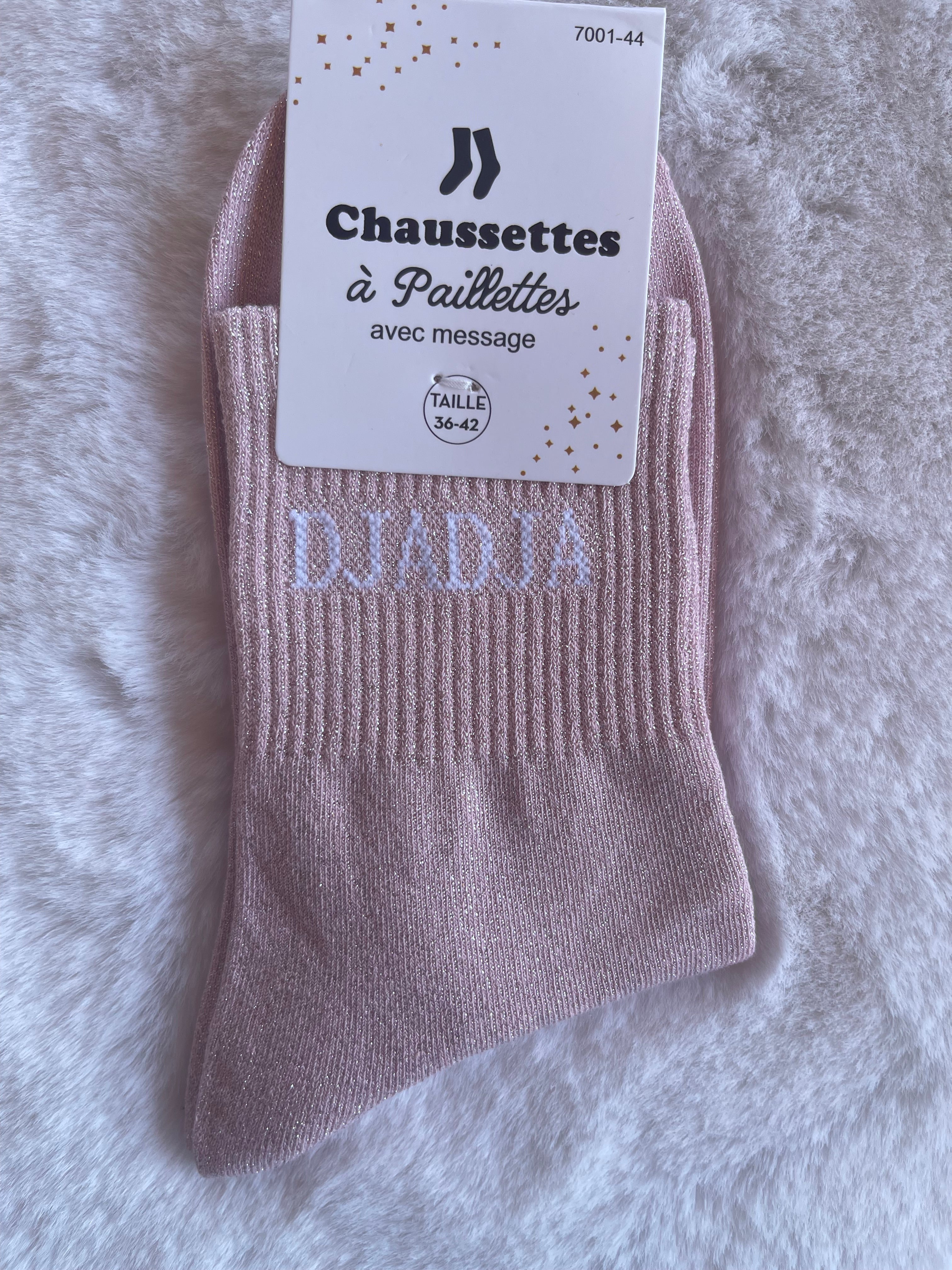 Chaussettes à Paillettes "Djadja" - Rose Poudré